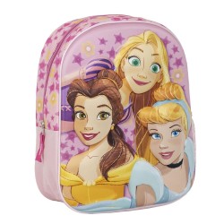Mochila Guardería 3d Princesas Stars Rosa Niña